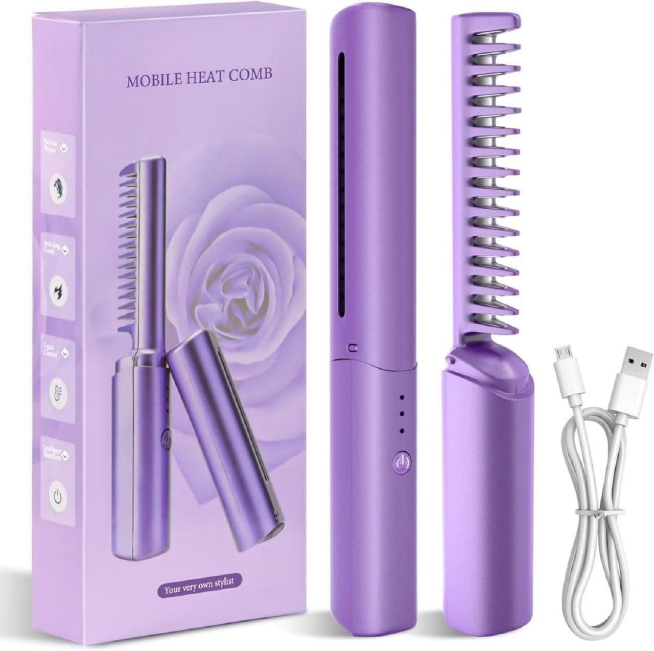 Meneflix Cordless Mini Hair Straightener 🔥 | Portable & Rechargeable Hot Comb for Quick Styling 💇♀️✨