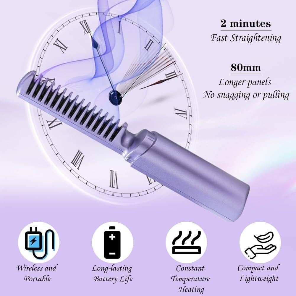 Meneflix Cordless Mini Hair Straightener 🔥 | Portable & Rechargeable Hot Comb for Quick Styling 💇♀️✨