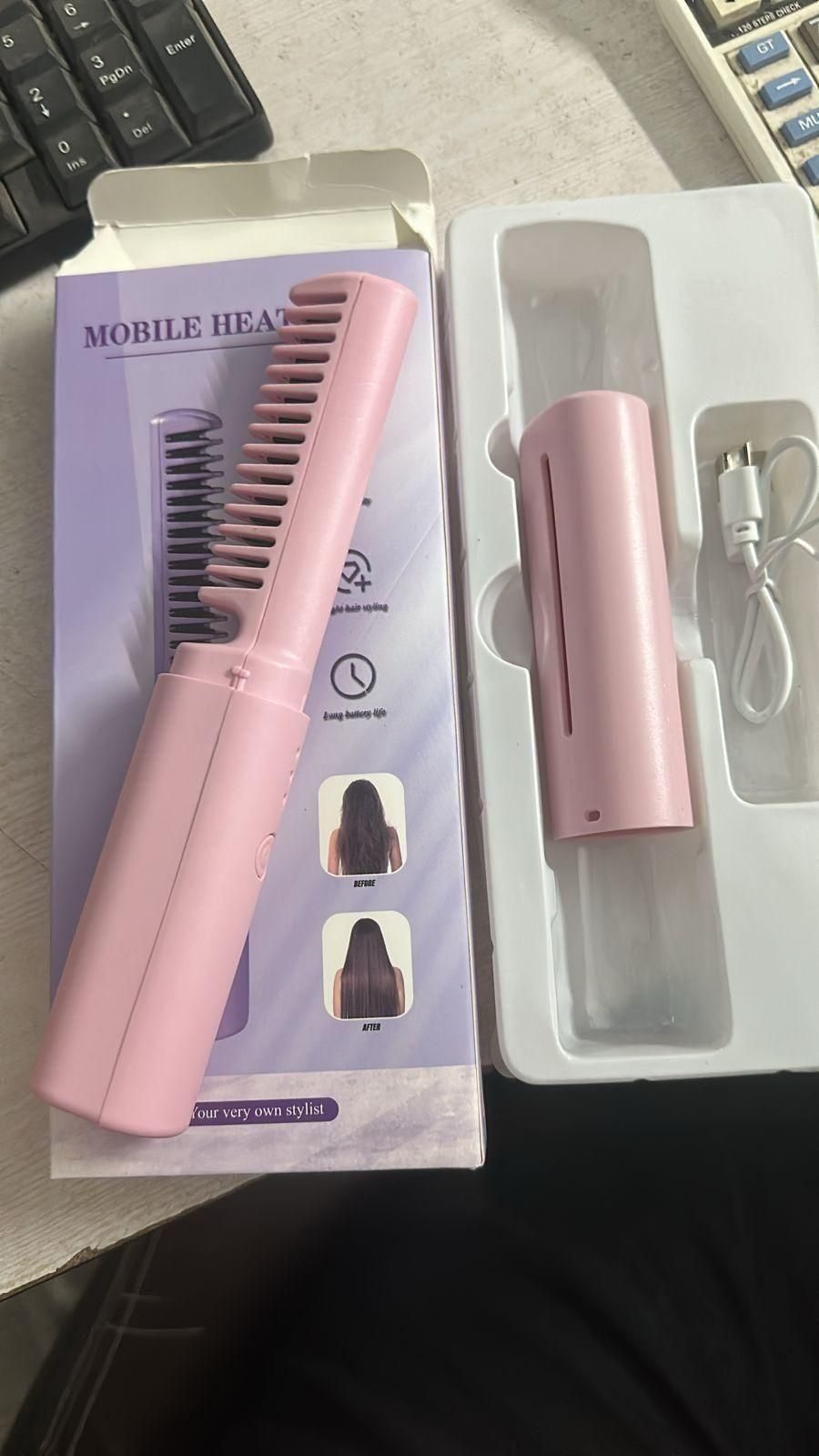 Meneflix Cordless Mini Hair Straightener 🔥 | Portable & Rechargeable Hot Comb for Quick Styling 💇♀️✨
