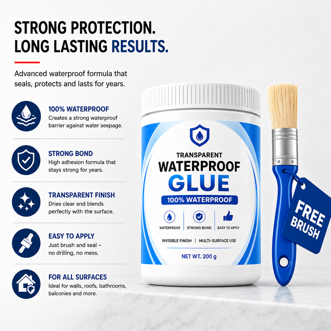 Waterproof Transparent Glue + Free Brush 🔥