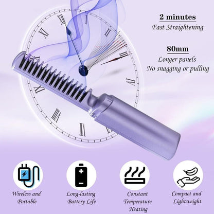 Meneflix Cordless Mini Hair Straightener 🔥 | Portable & Rechargeable Hot Comb for Quick Styling 💇‍♀️✨